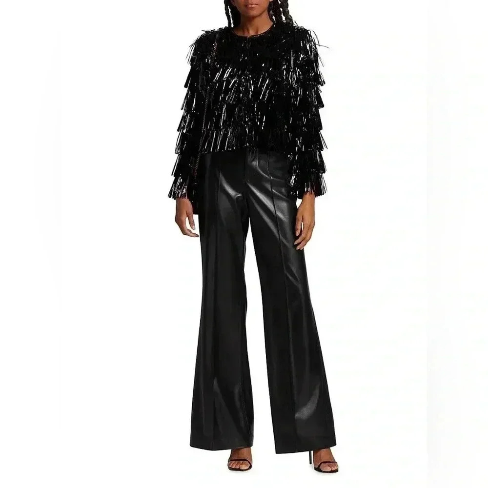 Alice and Olivia Womens Tinsel Cropped Collarless Blazer Size Medium - Picture 5 of 6